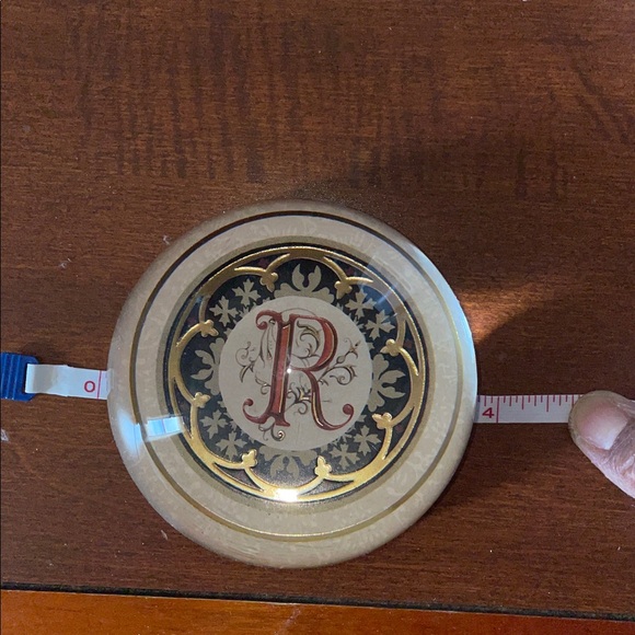 Glass Paperweight with R initial/EUC - Picture 3 of 4